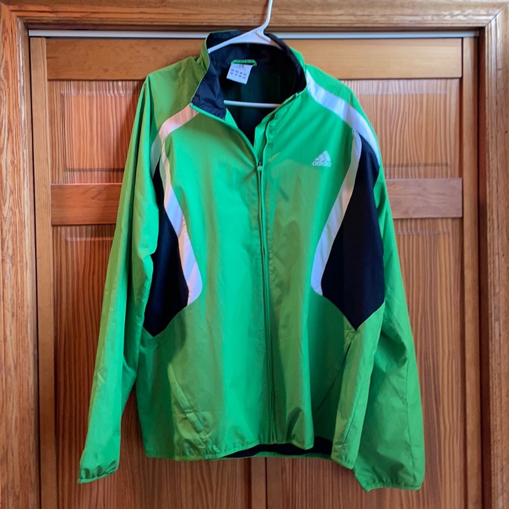 Adidas lightweight jacket. Green and black.